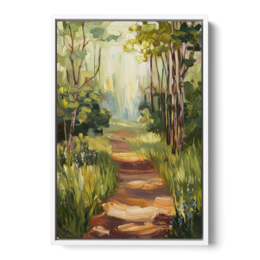 Grand Rapids Forest and Trails - White Framed Canvas Wall Art - Front