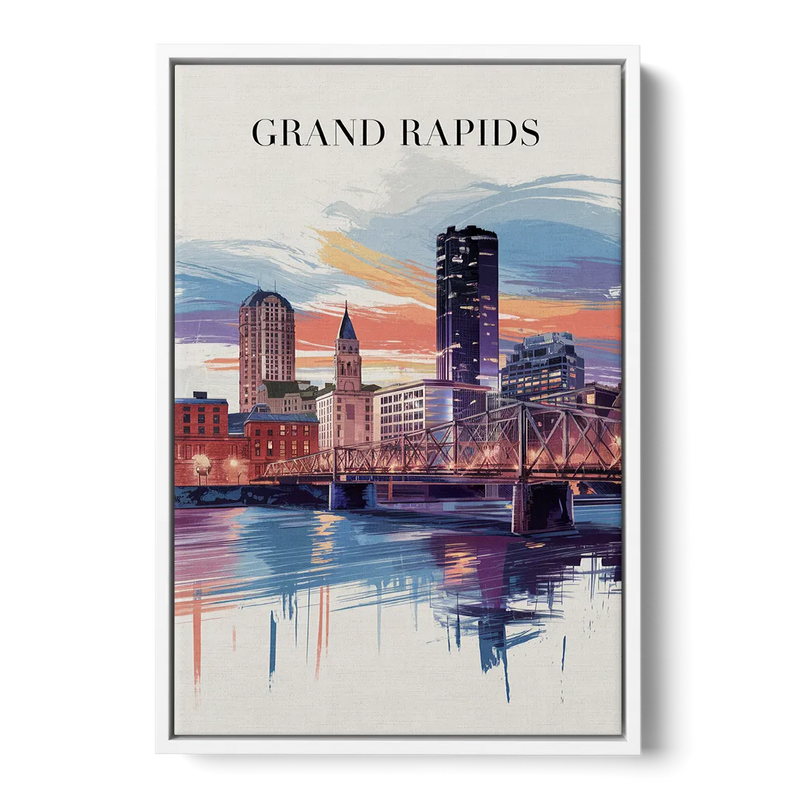 Grand Rapids Historic Landmarks Front - White Canvas Wall Art