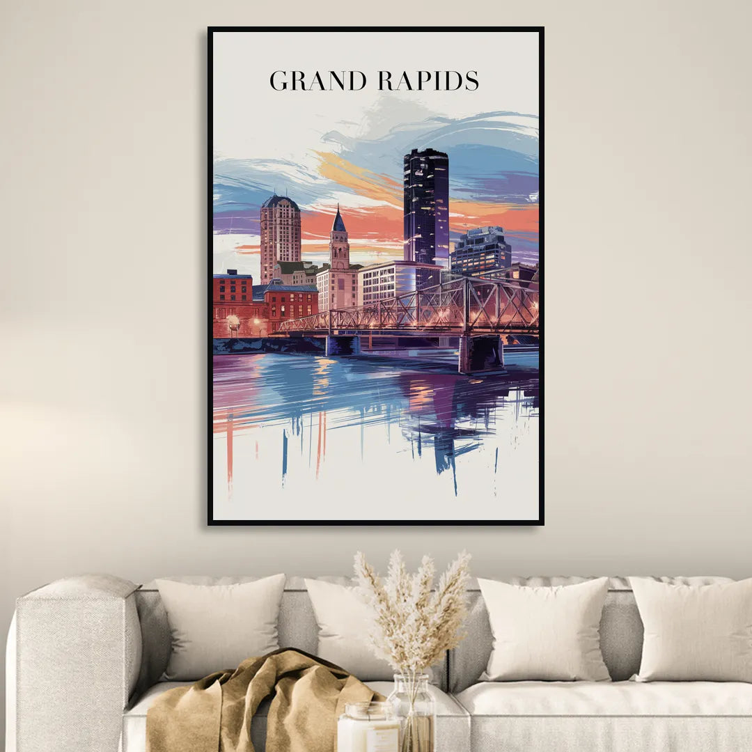 Grand Rapids Historic Landmarks Sitting Room - Black Canvas Wall Art