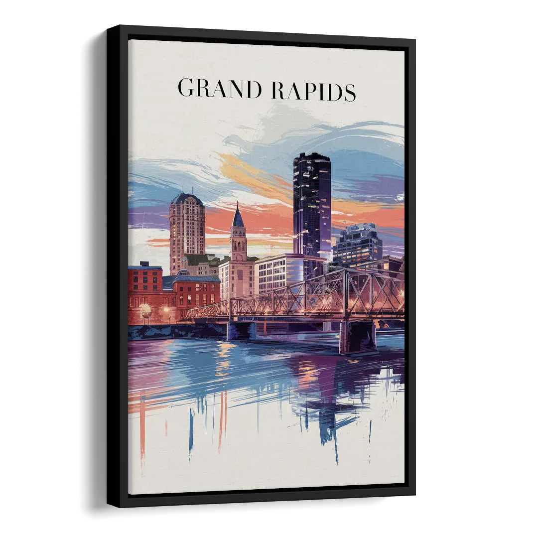Grand Rapids Historic Landmarks Side - Black Canvas Wall Art