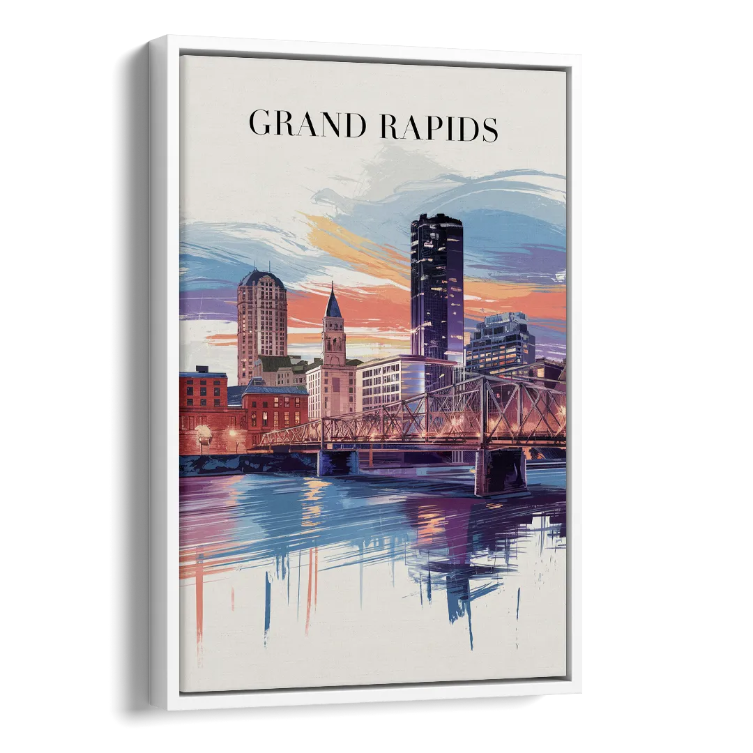 Grand Rapids Historic Landmarks Side - White Canvas Wall Art