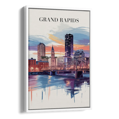 Grand Rapids Historic Landmarks Side - White Canvas Wall Art