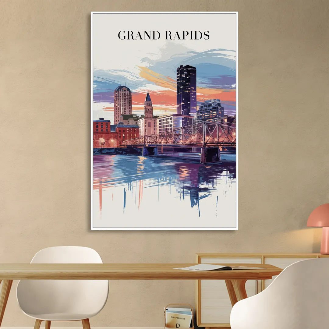 Grand Rapids Historic Landmarks Living Room - White Canvas Wall Art