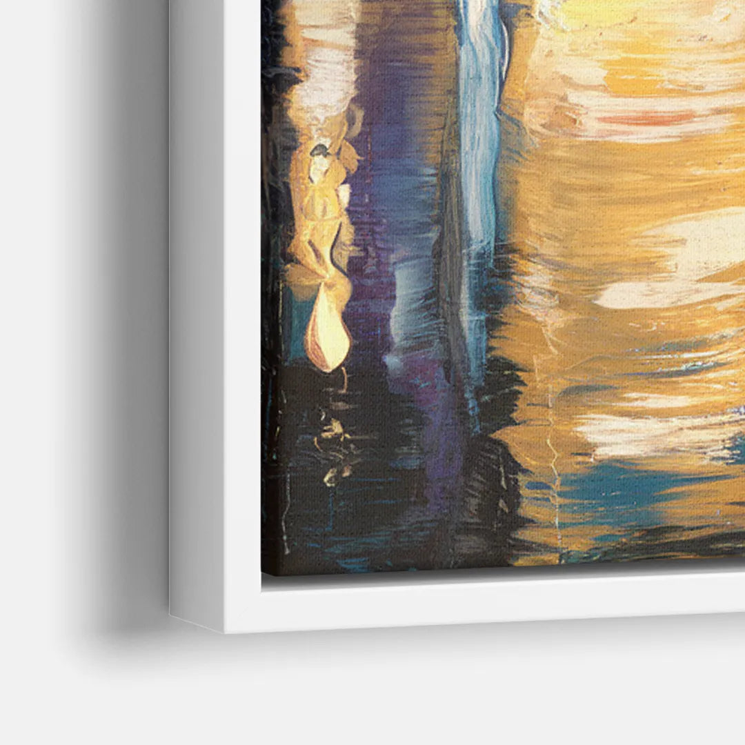 Grand Rapids Nighttime Skyline Glow - Close-Up White Frame Canvas