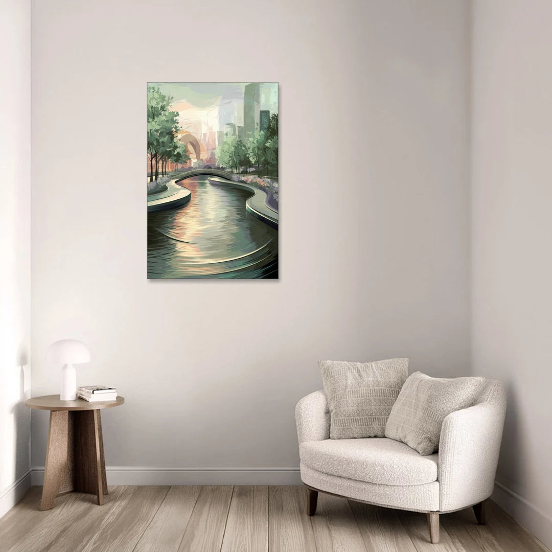 Grand Rapids Riverwalk Serenity - Canvas Wall Art - Sofa - 24x36