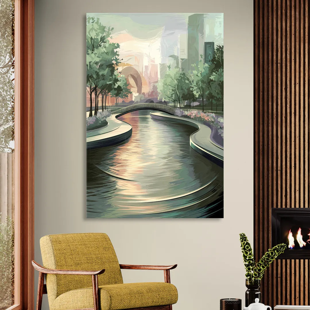 Grand Rapids Riverwalk Serenity Sitting Room - Canvas Wall Art