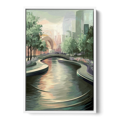 Grand Rapids Riverwalk Serenity Front - White Canvas Wall Art