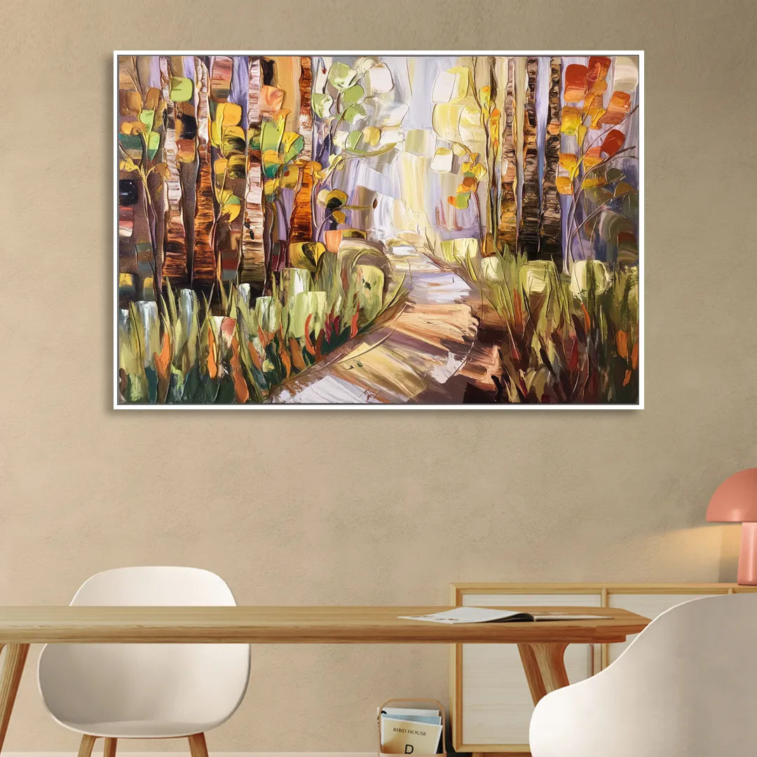 Grand Rapids Seasonal Foliage Living Room - White Canvas Wall Art