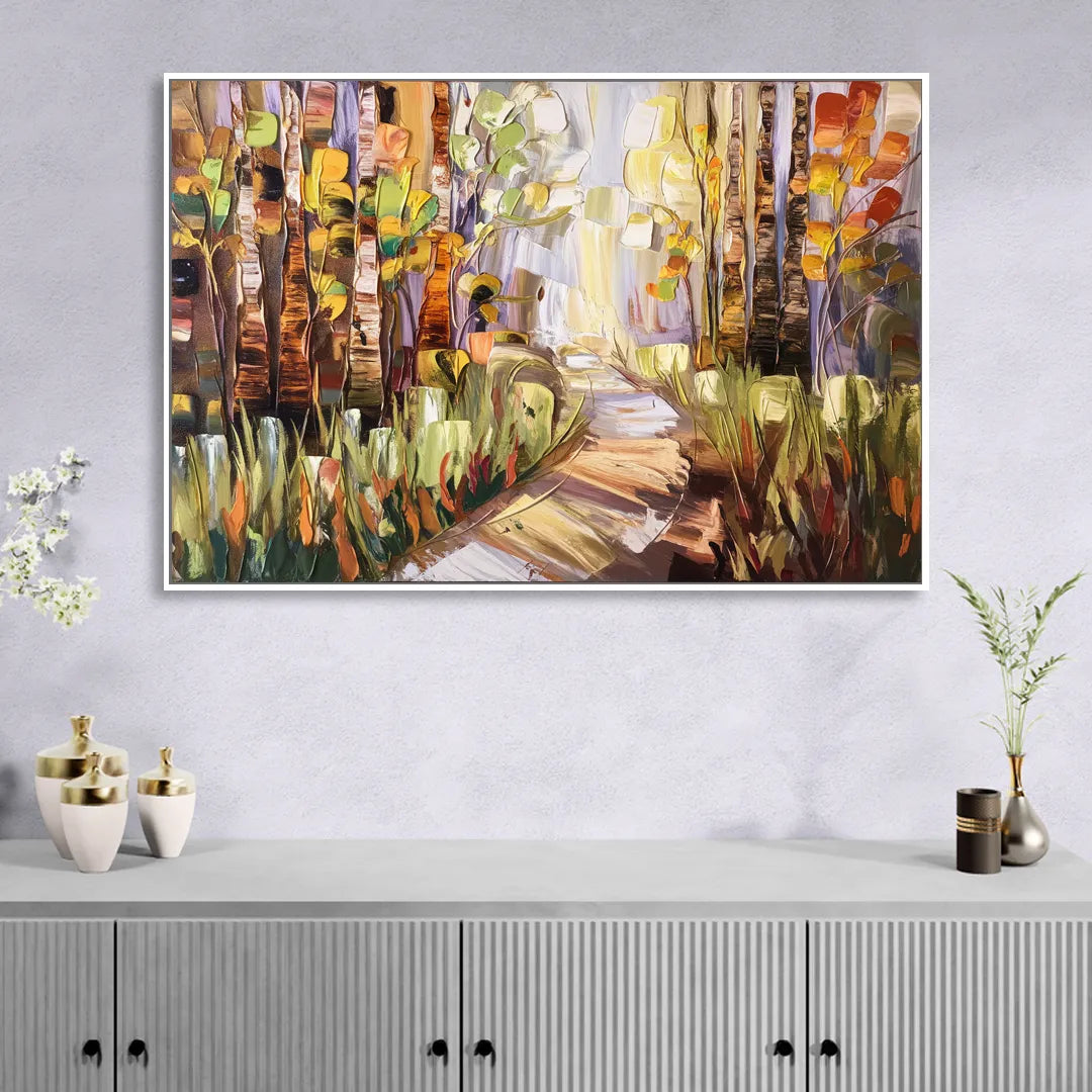 Grand Rapids Seasonal Foliage Sitting Room - White Canvas Wall Art