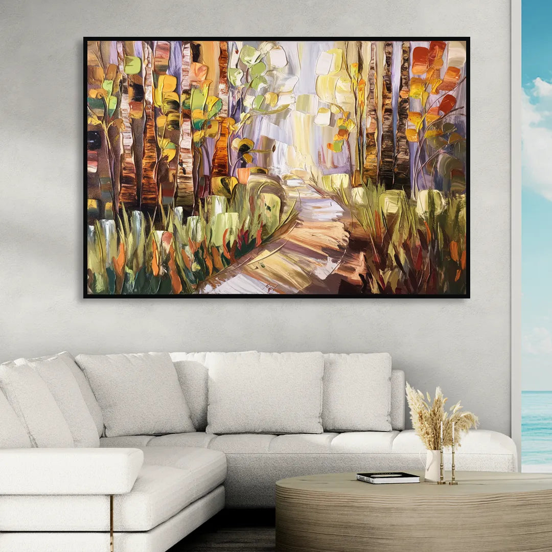 Grand Rapids Seasonal Foliage Living Room - Black Canvas Wall Art