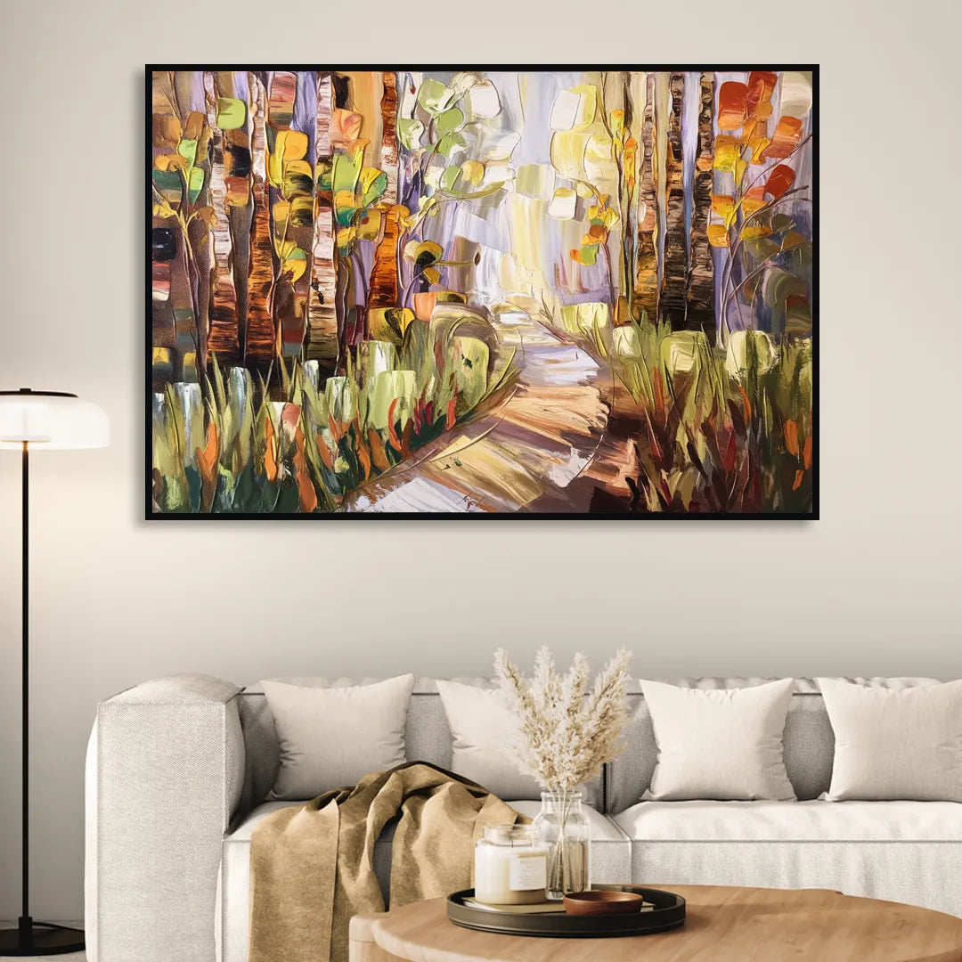 Grand Rapids Seasonal Foliage Sitting Room - Black Canvas Wall Art