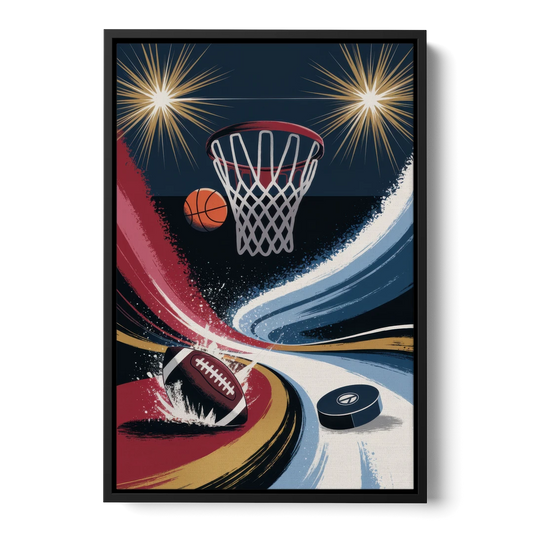 Grand Rapids Sports Team Pride - Black Framed Canvas Wall Art - Front