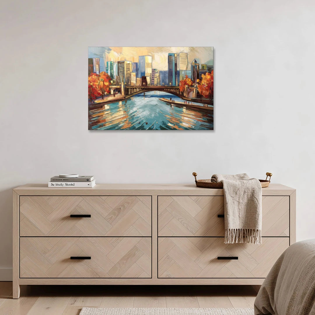 Grand Rapids Urban River Views - Canvas Wall Art - Coffee Table - 36x24