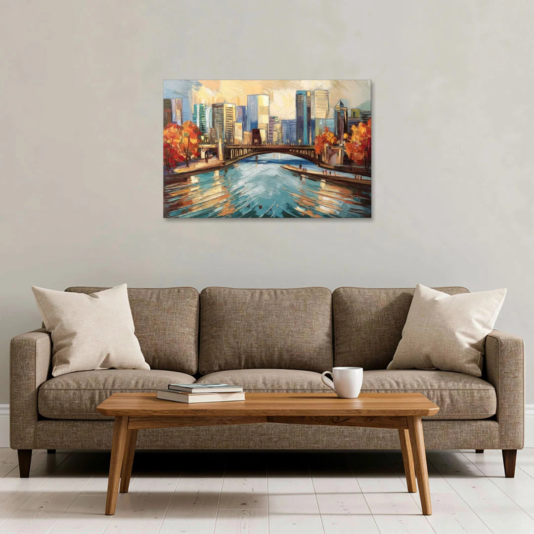 Grand Rapids Urban River Views - Canvas Wall Art - Sofa - 36x24