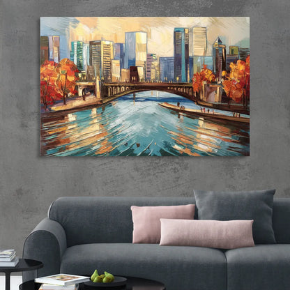 Grand Rapids Urban River Views Sitting Room - Canvas Wall Art