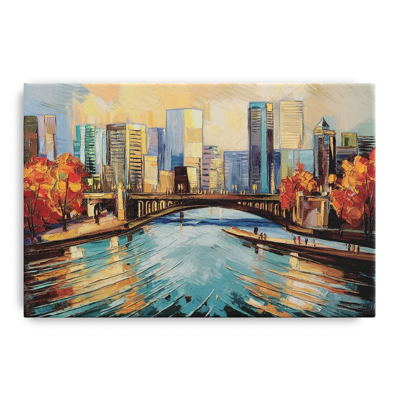 Grand Rapids Urban River Views Front - Canvas Wall Art