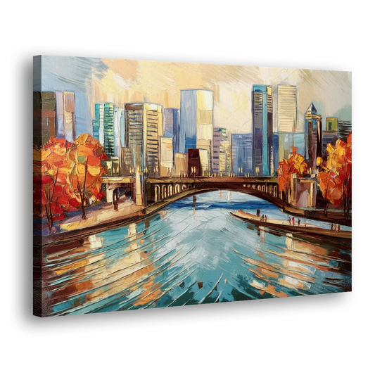 Grand Rapids Urban River Views Side - Canvas Wall Art