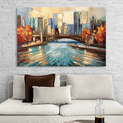 Grand Rapids Urban River Views Living Room - Canvas Wall Art