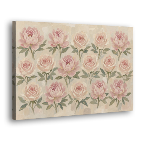Grandmillennial Wall Art of Peonies and Garden Roses - Canvas Wall Art - Side