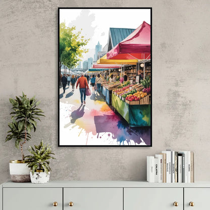 Granville Island Market Sitting Room - Black Canvas Wall Art