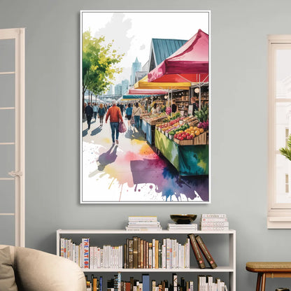 Granville Island Market Sitting Room - White Canvas Wall Art