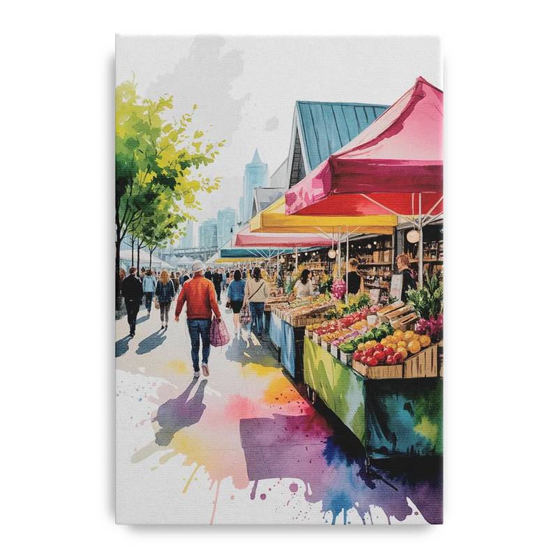 Granville Island Market Front - Canvas Wall Art