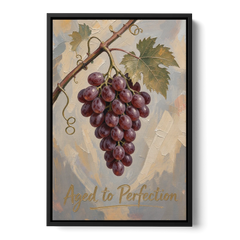 Grape Vine Wall Art Aged to Perfection - Black Framed Canvas Wall Art - Front