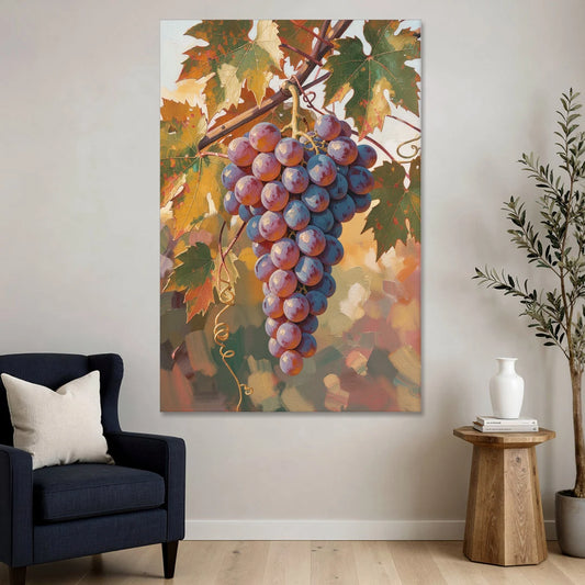 Grapes in Late Vine Light for the Dining Room - Canvas Wall Art - Sofa - 40x60