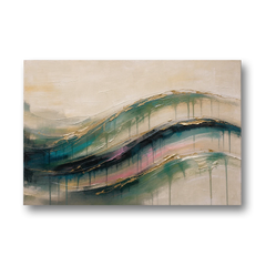 Green Abstract Emerald Tide with Gold Veins - Canvas Wall Art - Front