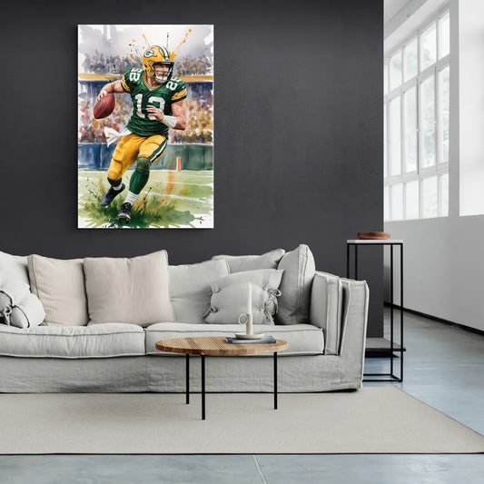 Green Bay Packers Expressive Watercolor Football Art - Canvas Wall Art Living Room