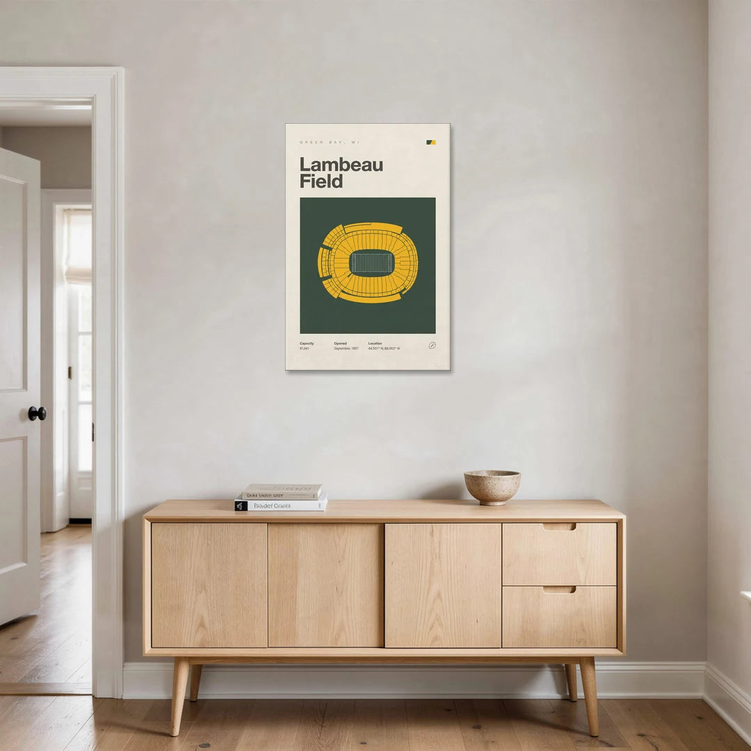 Green Bay Packers Lambeau Field Stadium Vintage - Canvas Wall Art - Coffee Table - 24x36