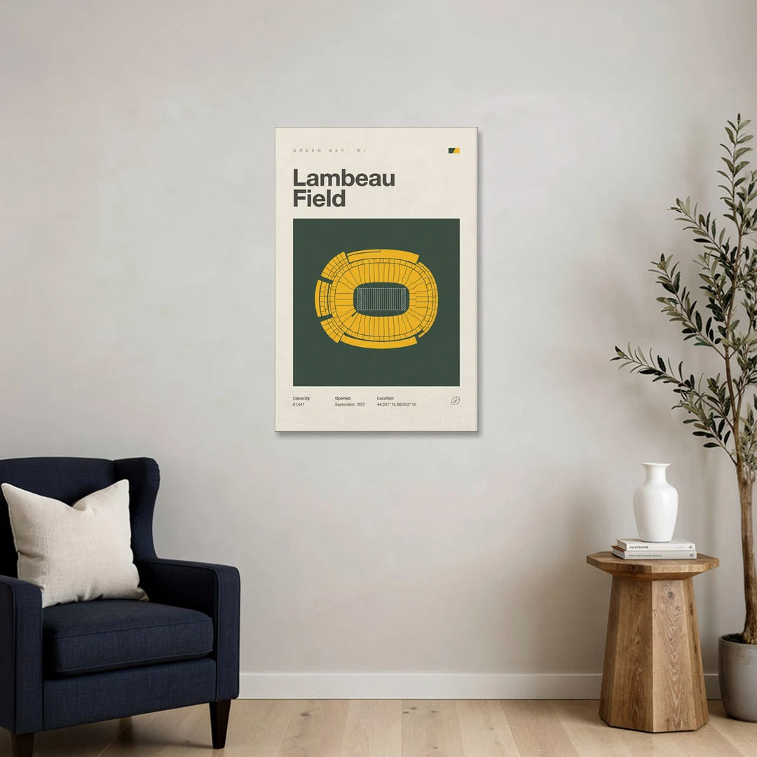 Green Bay Packers Lambeau Field Stadium Vintage - Canvas Wall Art - Sofa - 24x36