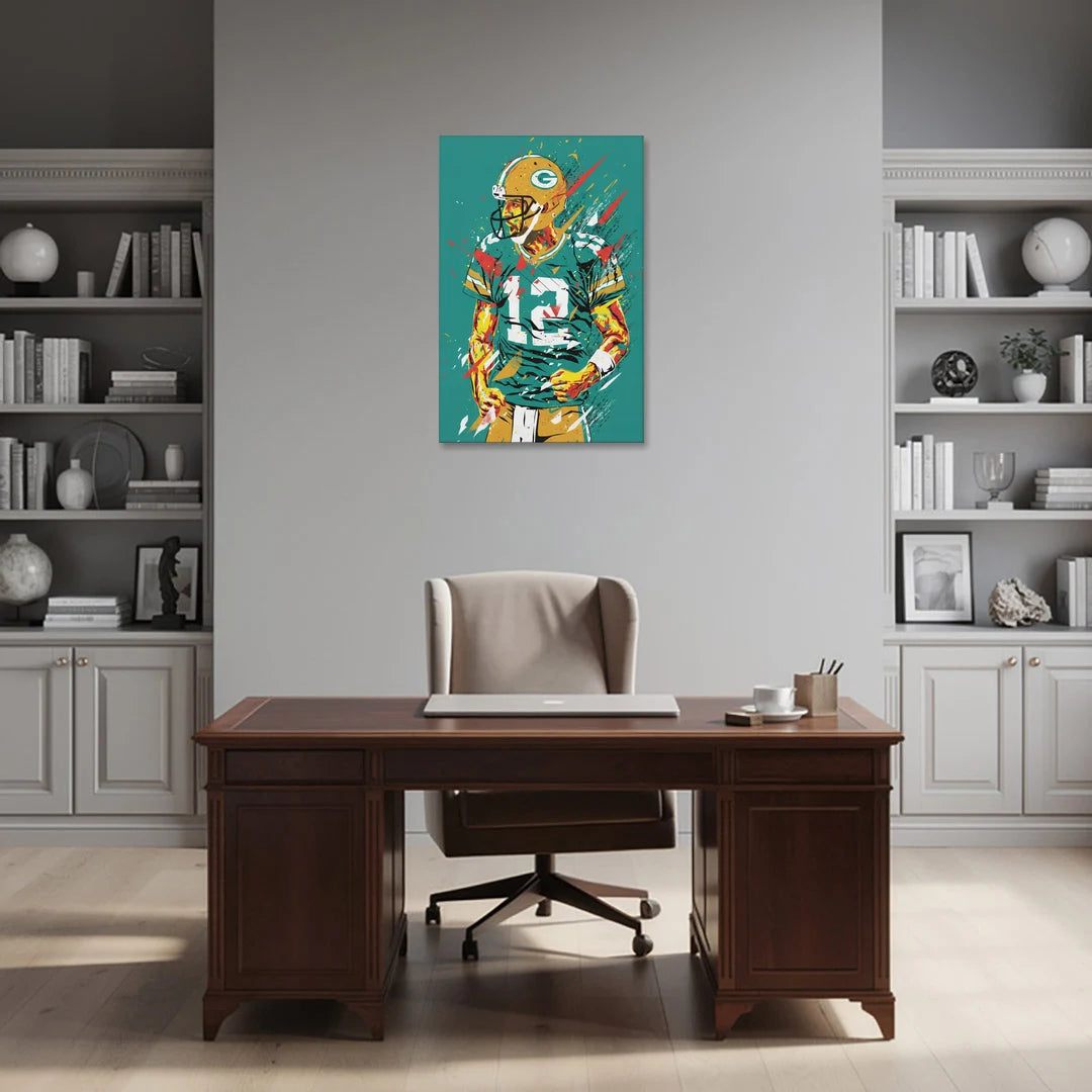 Green Bay Packers Pop Art - Aaron Rodgers - Canvas Wall Art - Office - 24x36