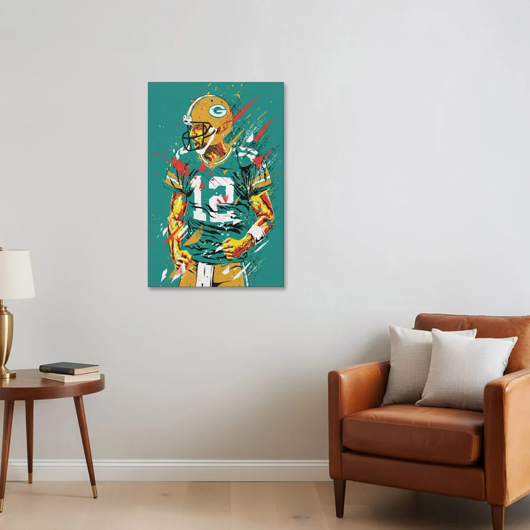 Green Bay Packers Pop Art - Aaron Rodgers - Canvas Wall Art - Sofa - 24x36