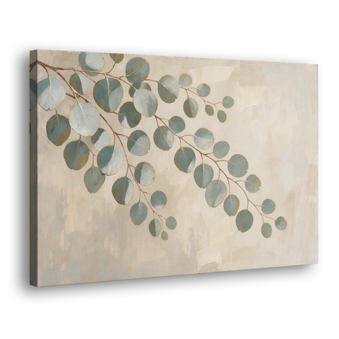 Greenery Wall Art of Trailing Silver Dollar Eucalyptus - Canvas Wall Art - Side