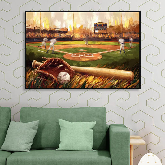 Greensboro Baseball Heritage Living Room - Black Canvas Wall Art