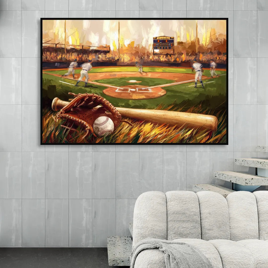Greensboro Baseball Heritage Sitting Room - Black Canvas Wall Art