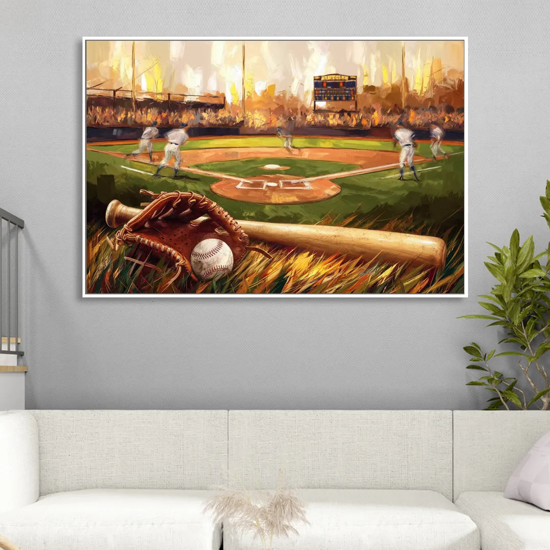 Greensboro Baseball Heritage Sitting Room - White Canvas Wall Art