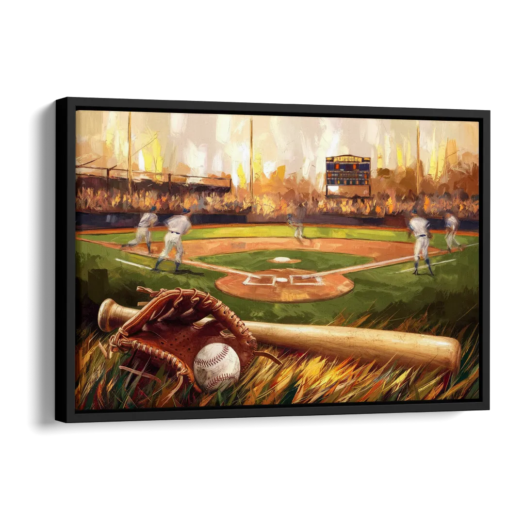 Greensboro Baseball Heritage Side - Black Canvas Wall Art