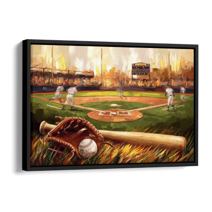 Greensboro Baseball Heritage Side - Black Canvas Wall Art