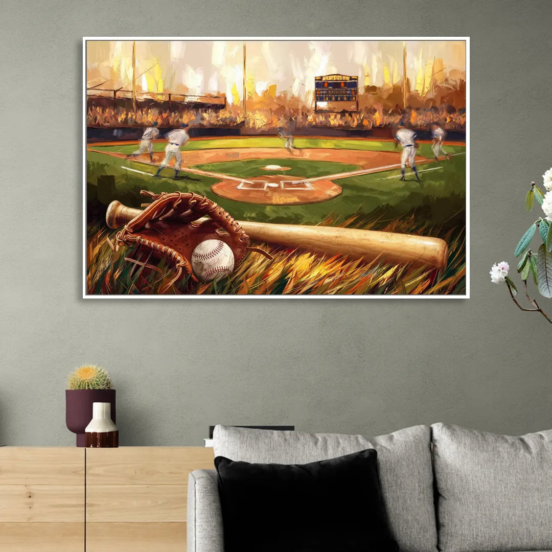 Greensboro Baseball Heritage Living Room - White Canvas Wall Art