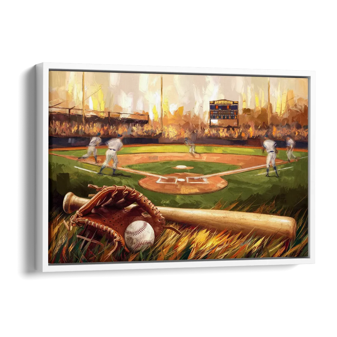 Greensboro Baseball Heritage Side - White Canvas Wall Art
