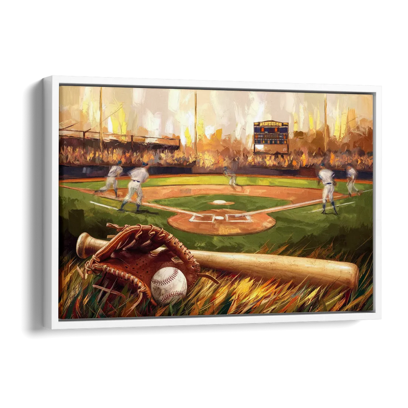 Greensboro Baseball Heritage Side - White Canvas Wall Art