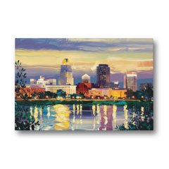 Greensboro Cityscape Panorama - Canvas Wall Art - Front