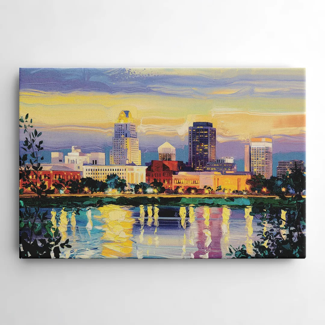 Greensboro Cityscape Panorama - Canvas Wall Art