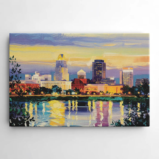 Greensboro Cityscape Panorama - Canvas Wall Art