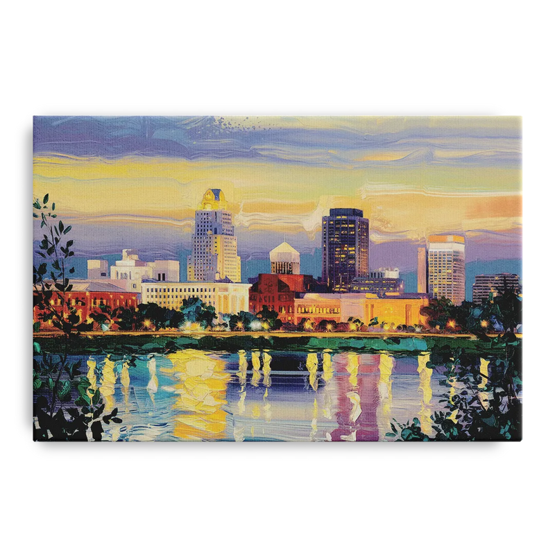 Greensboro Cityscape Panorama Front - Canvas Wall Art
