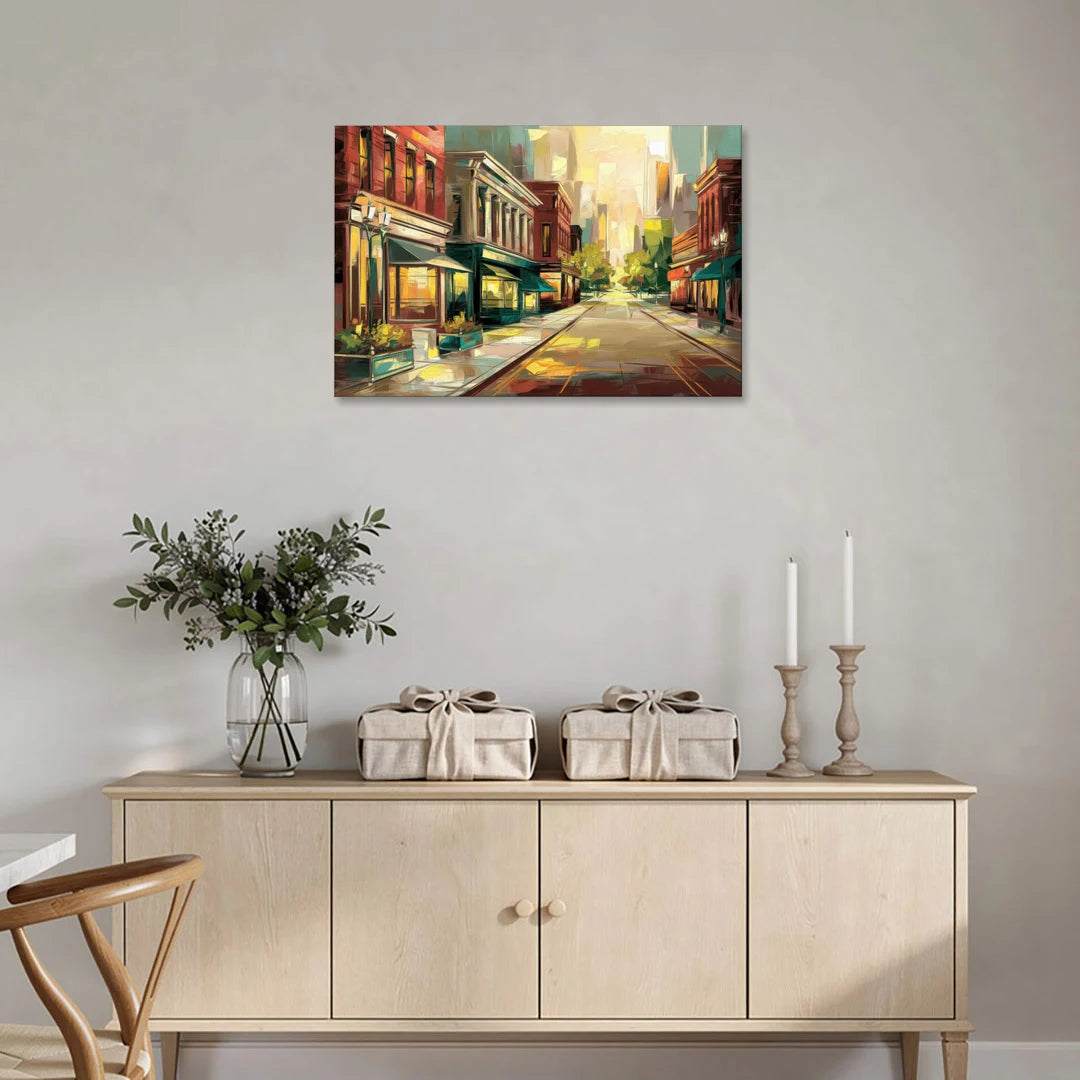 Greensboro Downtown Streetscape - Canvas Wall Art - Coffee Table - 36x24