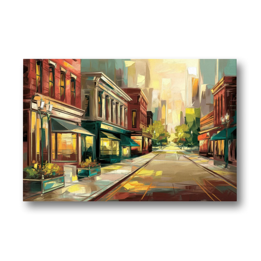Greensboro Downtown Streetscape - Canvas Wall Art - Front