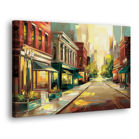 Greensboro Downtown Streetscape - Canvas Wall Art - Side
